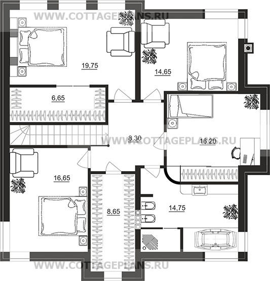 Поэтажные планы проект дома 104-56 общ. площадь 194,00 м2