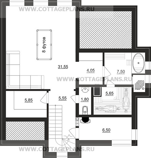 Поэтажные планы проект дома 105-55 общ. площадь 216,65 м2