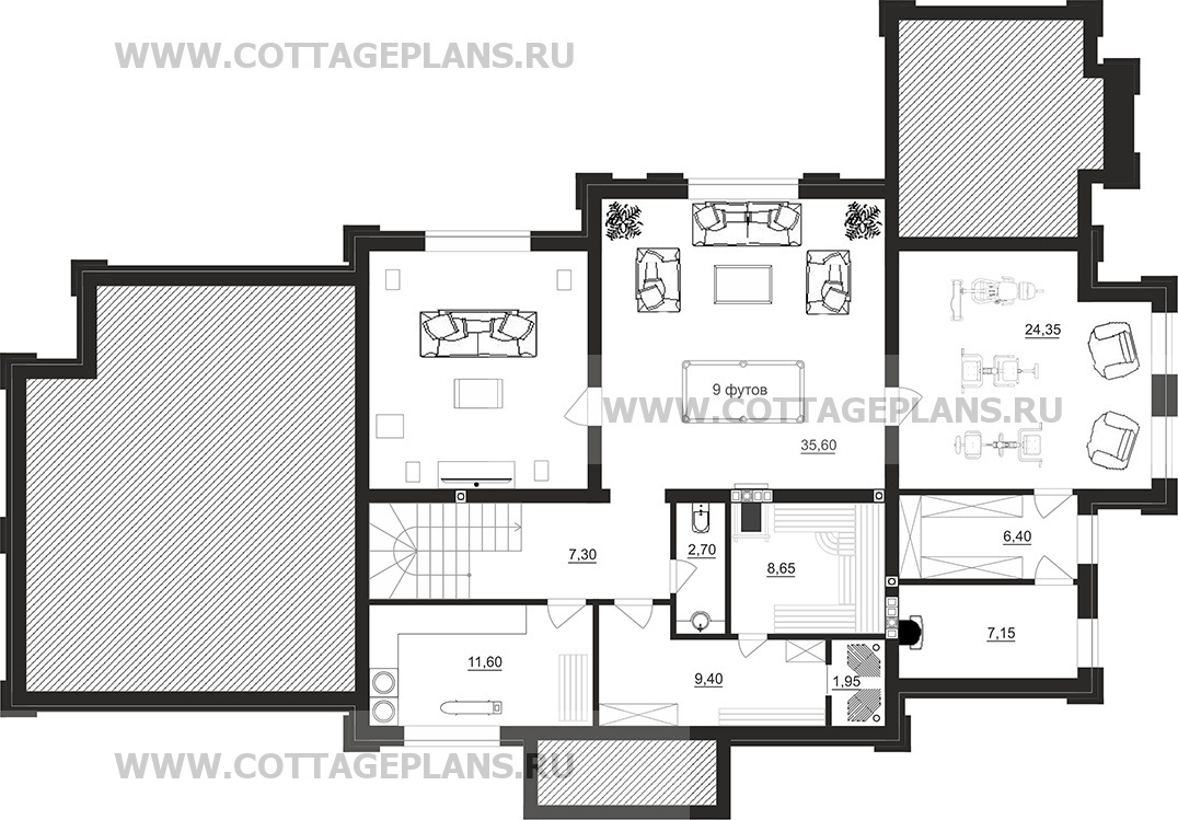 Поэтажные планы проект дома 105-02 общ. площадь 455,85 м2
