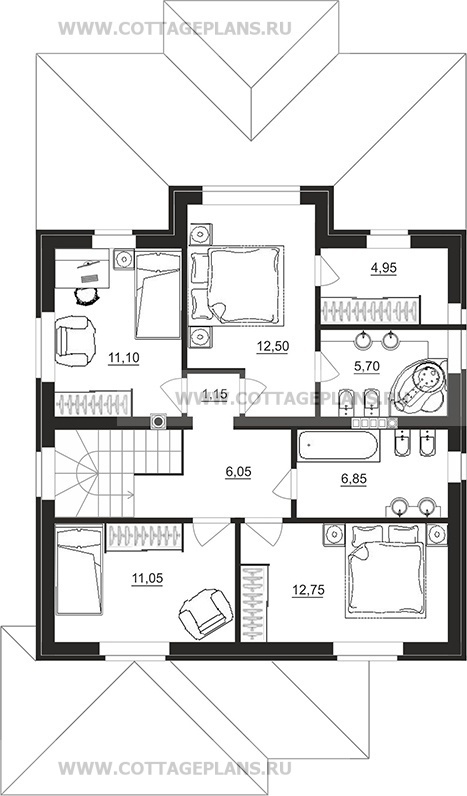 Поэтажные планы проект дома 206-18 общ. площадь 149,95 м2