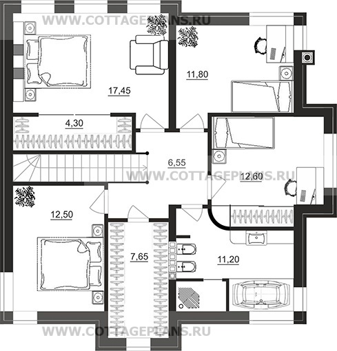 Поэтажные планы проект дома 204-55 общ. площадь 156,35 м2