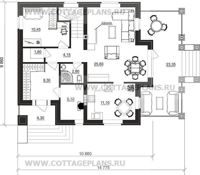 Поэтажные планы проект дома 77-15 общ. площадь 128,05 м2
