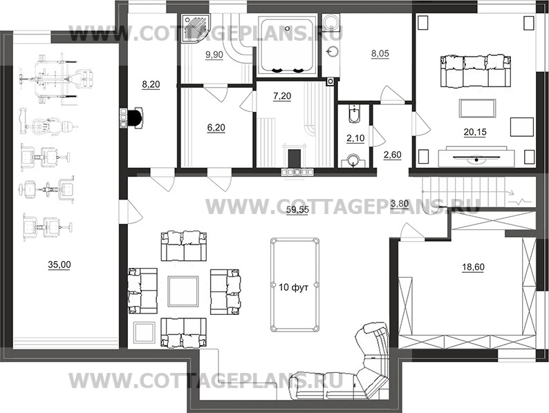 Поэтажные планы проект дома 76-56 общ. площадь 477,25 м2