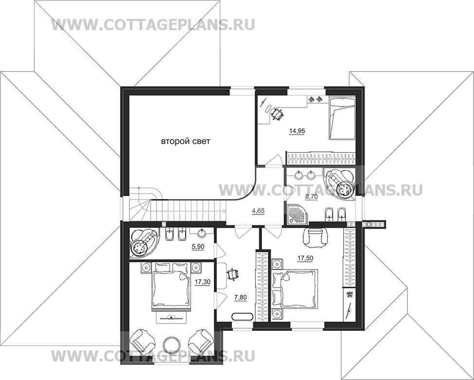 Поэтажные планы проект дома 95-26 общ. площадь 267,10 м2