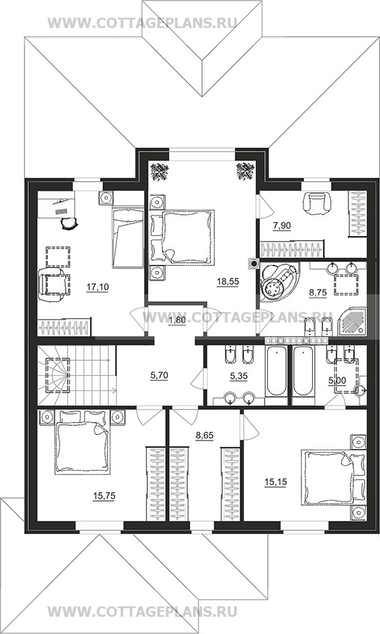 Поэтажные планы проект дома 98-90 общ. площадь 312,55 м2