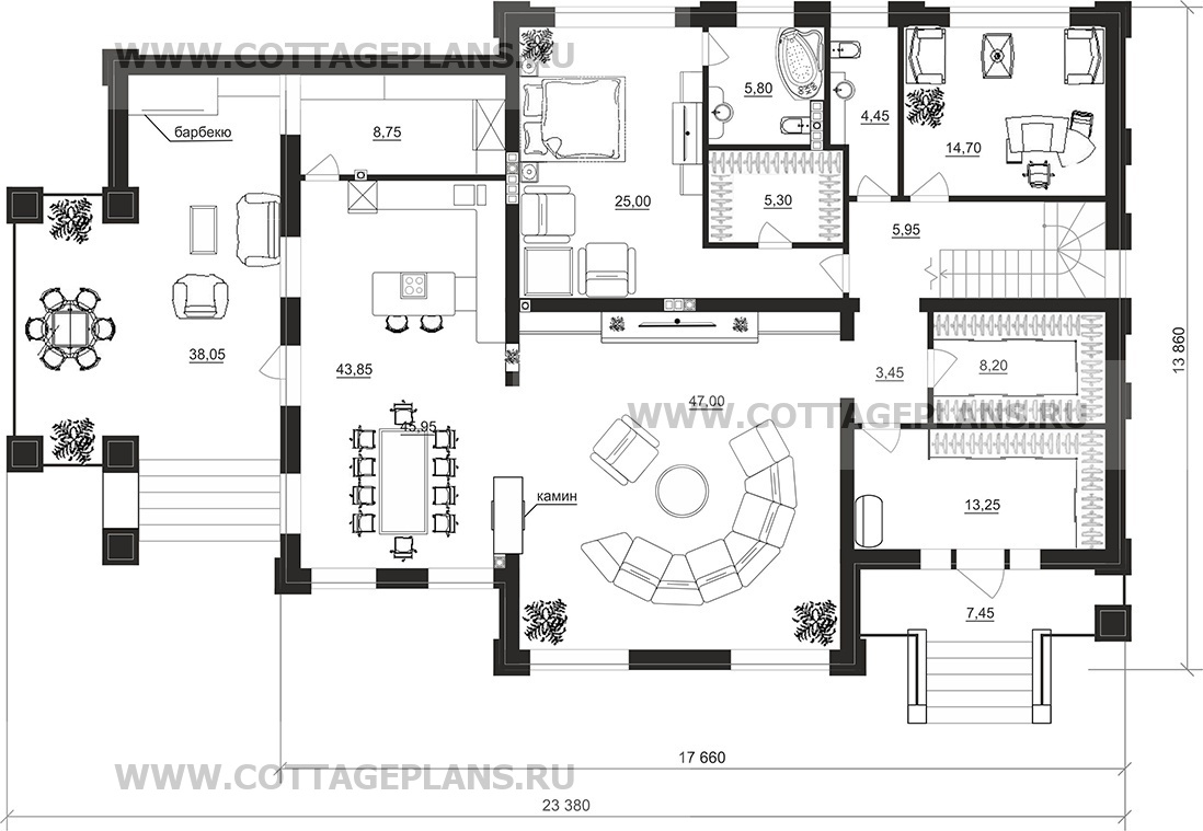 Поэтажные планы проект дома 103-56 общ. площадь 522,8 м2