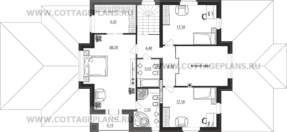 Поэтажные планы проект дома 98-23 общ. площадь 357,40м2