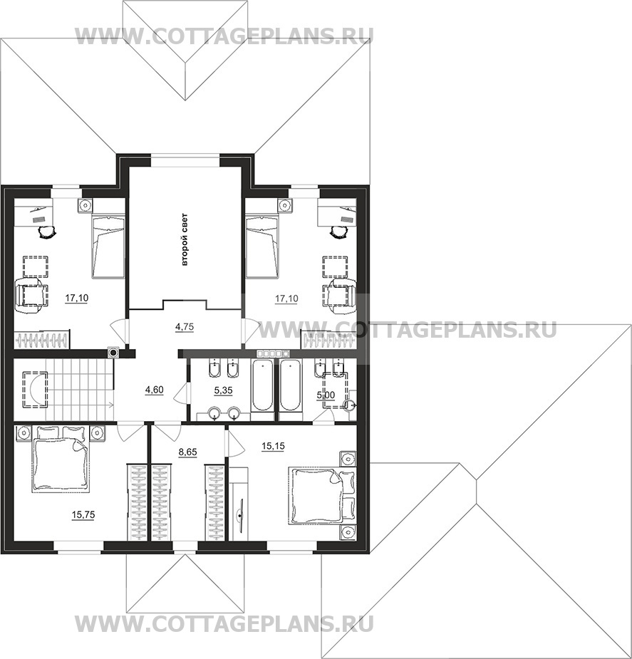 Поэтажные планы проект дома 100-13 общ. площадь 258,10 м2