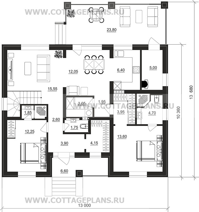 Поэтажные планы проект дома 206-86 общ. площадь 136,30м2