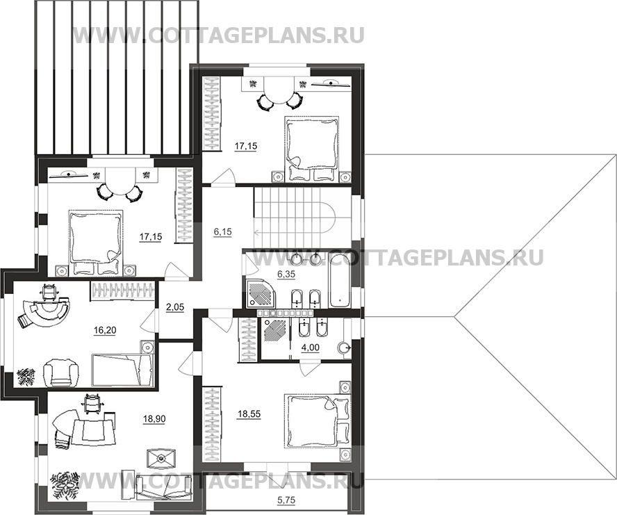 Поэтажные планы проект дома 98-57 общ. площадь 369,80 м2
