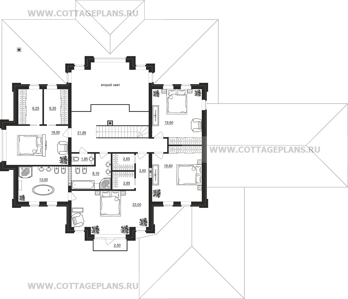 Поэтажные планы проект дома 201-40 общ. площадь 552,80 м2