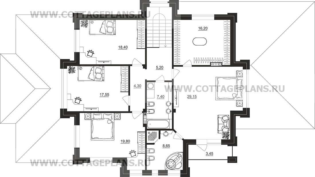 Поэтажные планы проект дома 200-89 общ. площадь 287,40 м2
