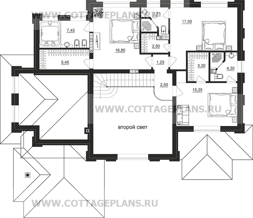 Поэтажные планы проект дома 203-33 общ. площадь 346,95 м2
