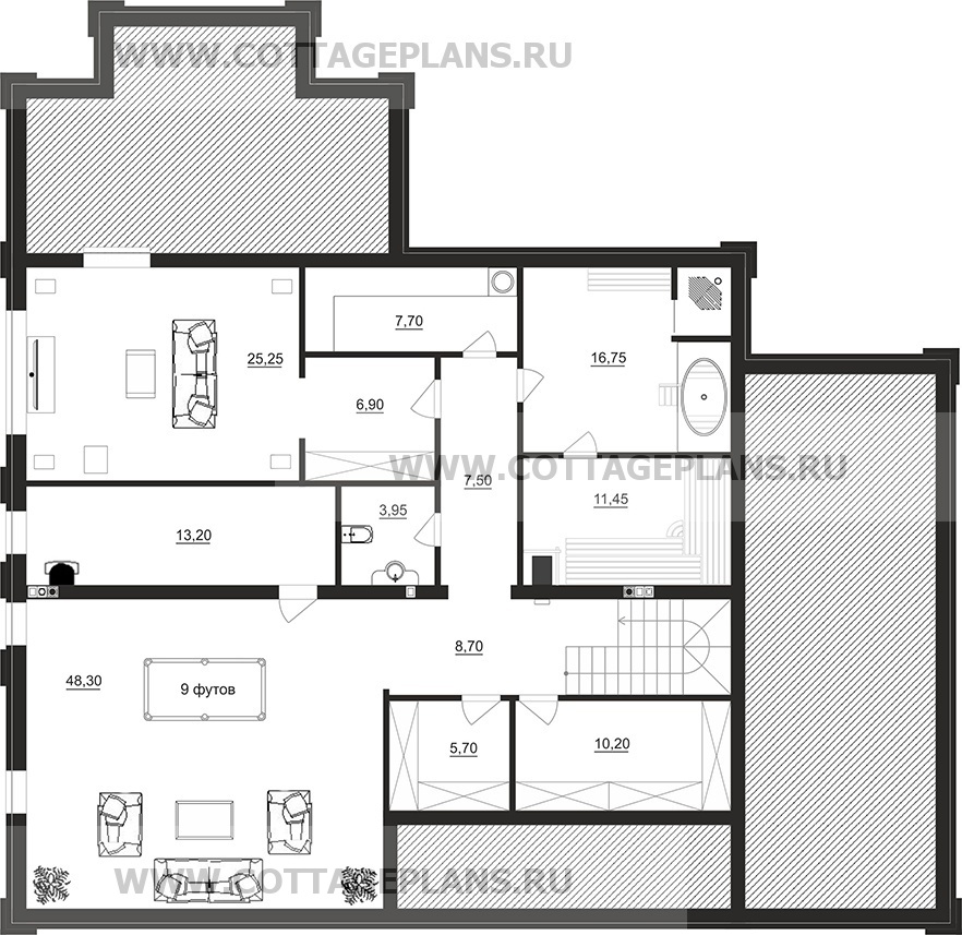 Поэтажные планы проект дома 28-73 общ. площадь 375,30 м2