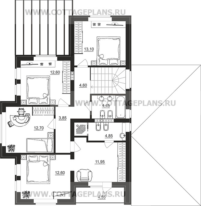 Поэтажные планы проект дома 98-52 общ. площадь 283,20 м2