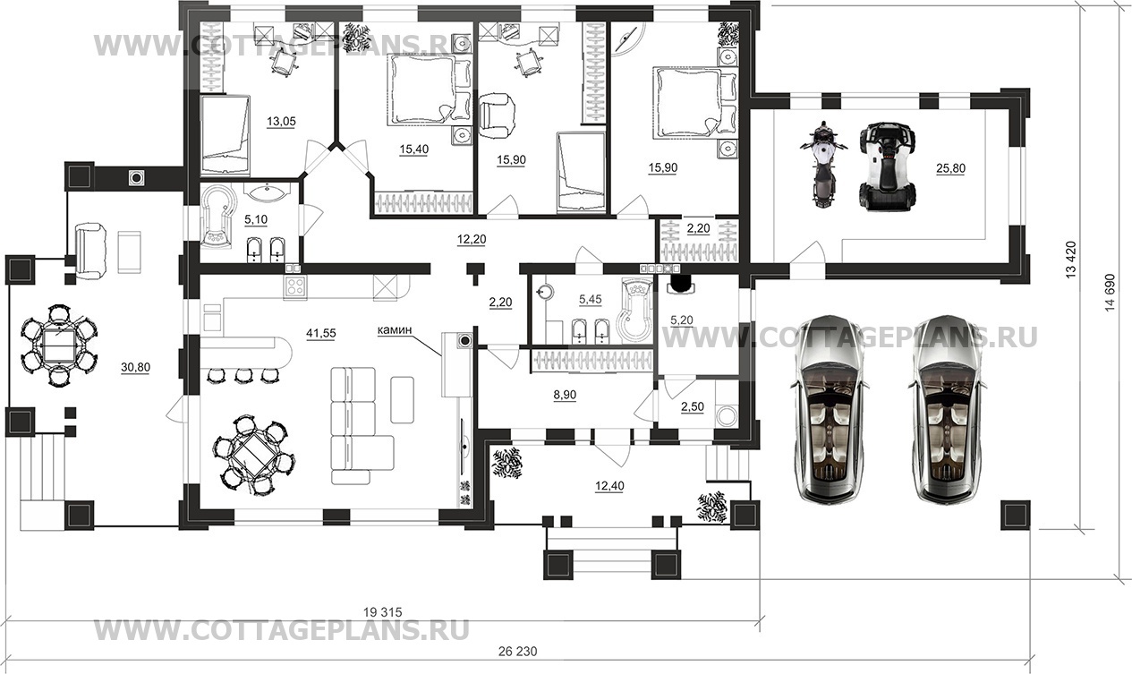 Поэтажные планы проект дома 07-69 общ. площадь 170,25 м2