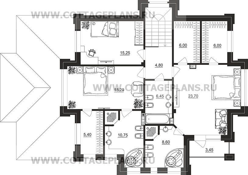 Поэтажные планы проект дома 200-79 общ. площадь 213,40 м2