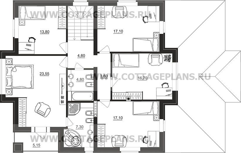 Поэтажные планы проект дома 92-81 общ. площадь 213,40 м2