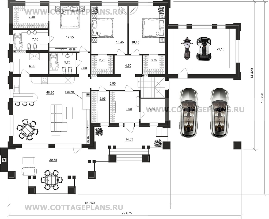 Поэтажные планы проект дома 91-61 общ. площадь 362,15 м2