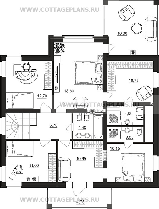 Поэтажные планы проект дома 95-48 общ. площадь 202,85 м2