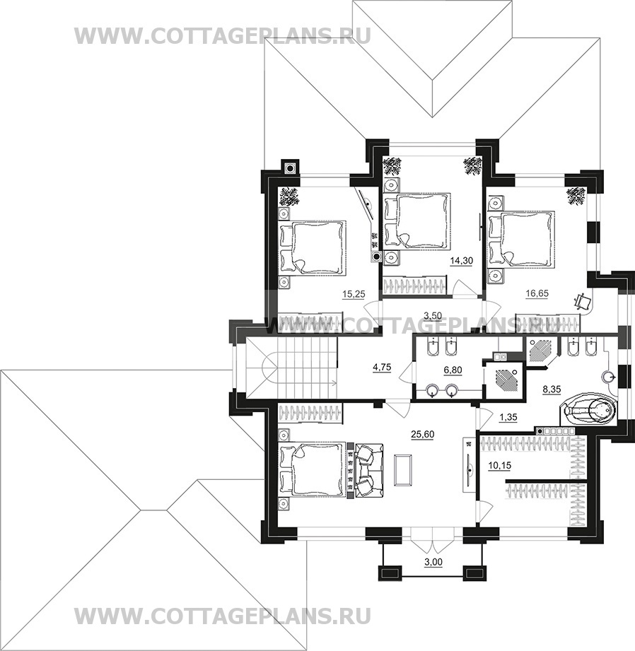 Поэтажные планы проект дома 100-94 общ. площадь 263,45 м2