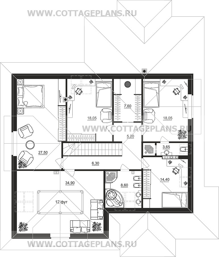 Поэтажные планы проект дома 95-62 общ. площадь 290,40 м2
