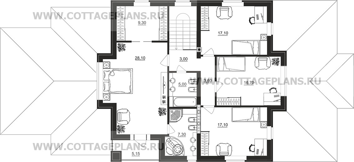 Поэтажные планы проект дома 101-66 общ. площадь 405,20 м2