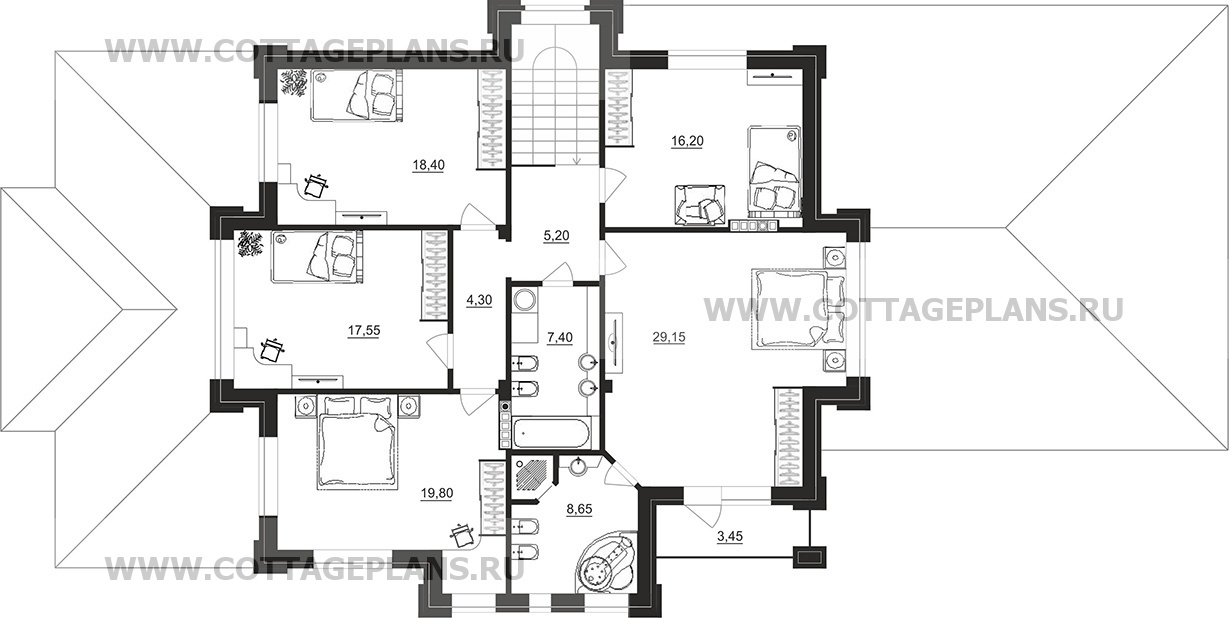 Поэтажные планы проект дома 201-83 общ. площадь 427,80 м2