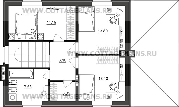 Поэтажные планы проект дома 76-32 общ. площадь 196,80 м2