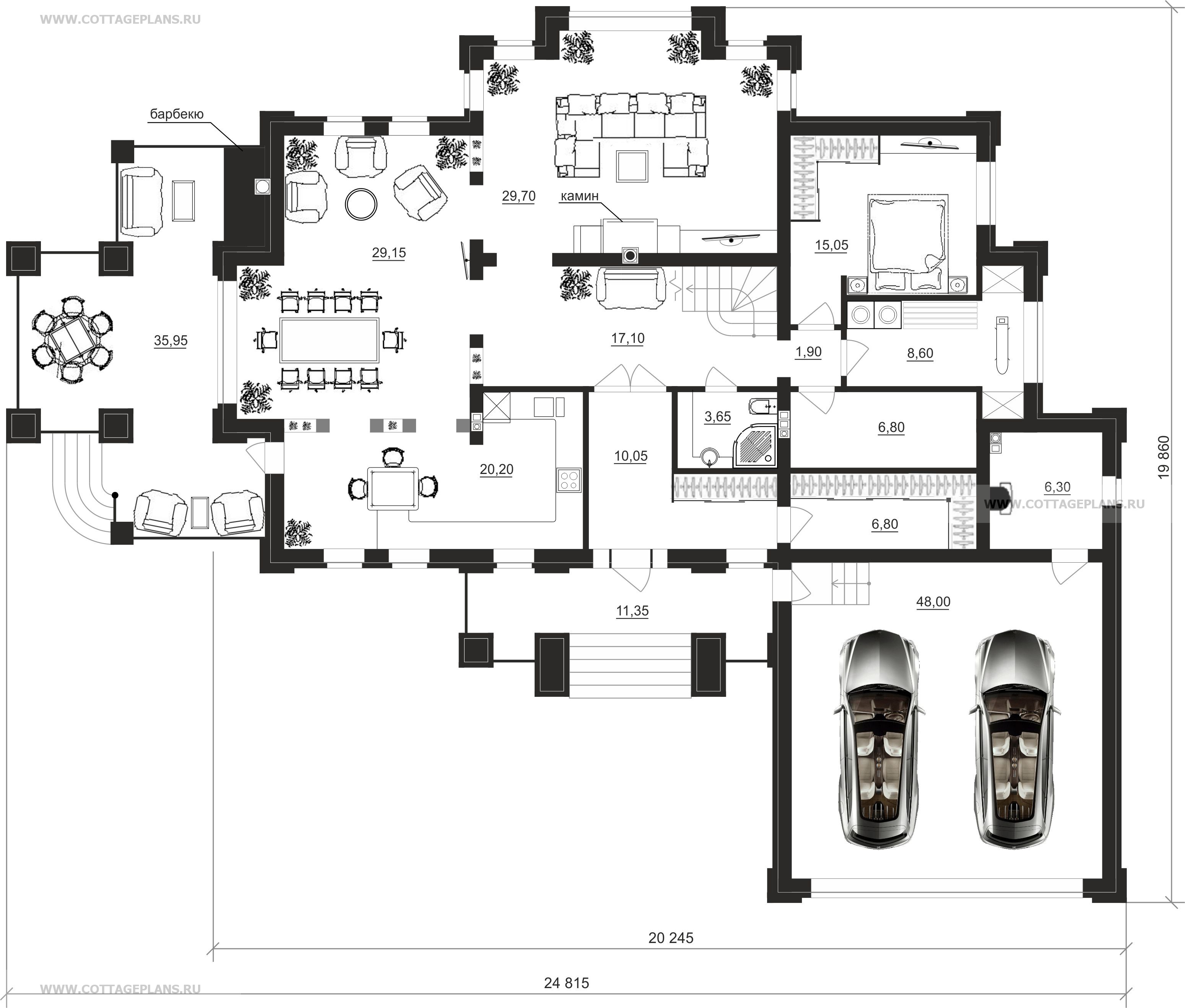 Поэтажные планы проект дома 100-35 общ. площадь 344,70 м2