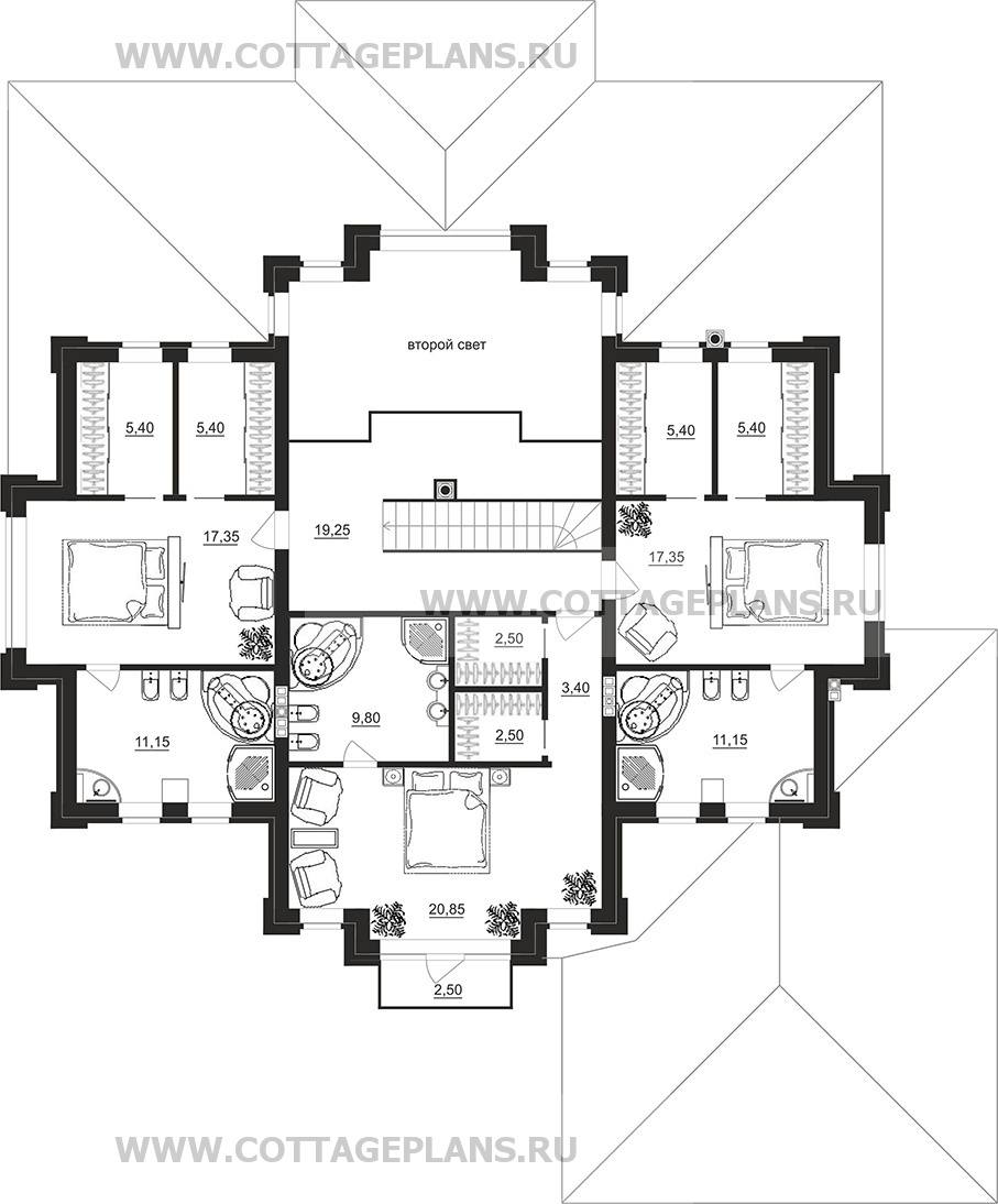 Поэтажные планы проект дома 200-22 общ. площадь 340,45 м2