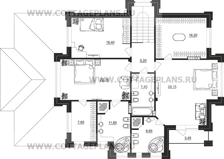 Поэтажные планы проект дома 101-80 общ. площадь 374,00 м2