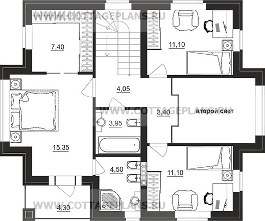 Поэтажные планы проект дома 76-57 общ. площадь 181,55 м2