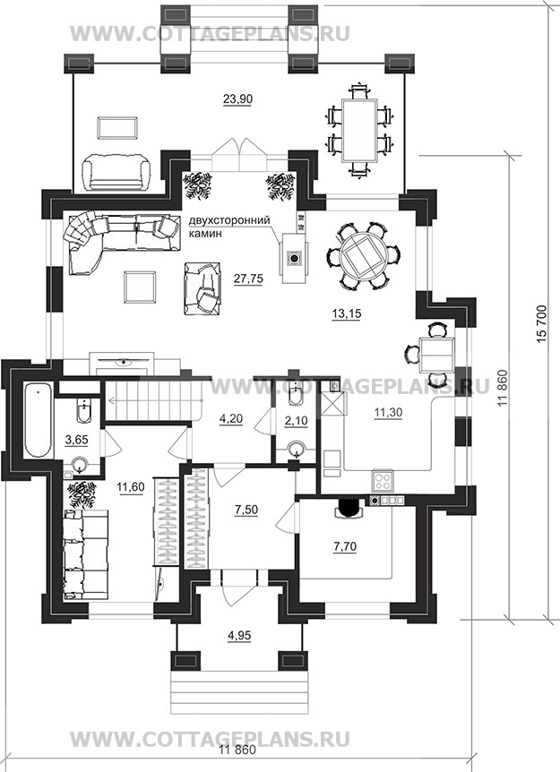 Поэтажные планы проект дома 100-75 общ. площадь 175,25 м2