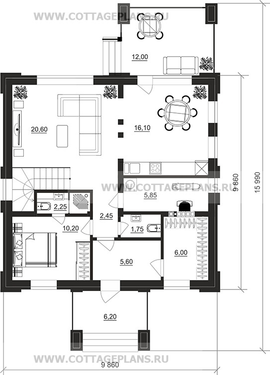 Поэтажные планы проект дома 106-44 общ. площадь 122,55 м2