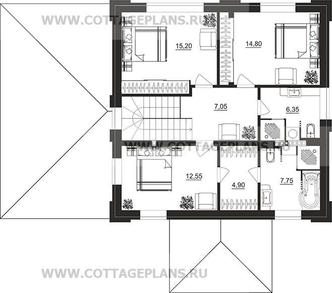 Поэтажные планы проект дома 206-37 общ. площадь 157,00 м2