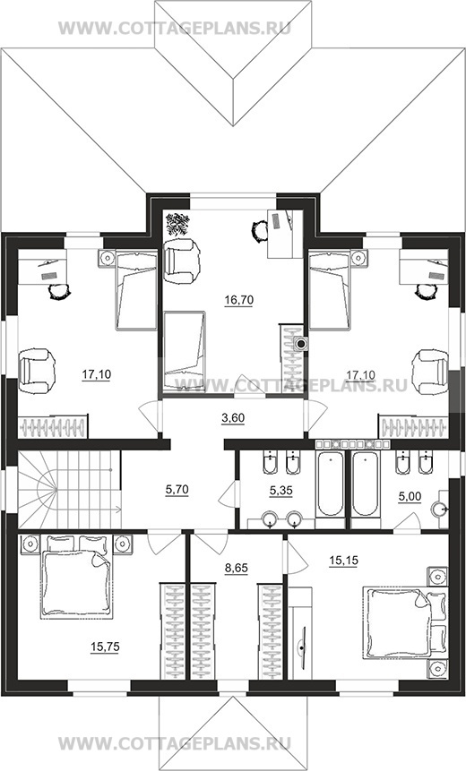Поэтажные планы проект дома 93-58 общ. площадь 321,10 м2