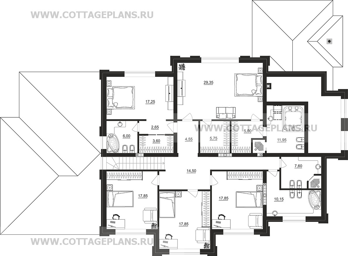 Поэтажные планы проект дома 205-04 общ. площадь 617,10 м2