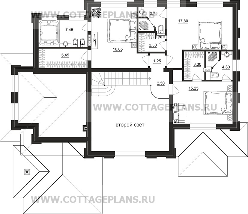 Поэтажные планы проект дома 102-33 общ. площадь 217,65 м2