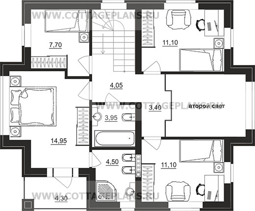 Поэтажные планы проект дома 96-57 общ. площадь 181,55 м2
