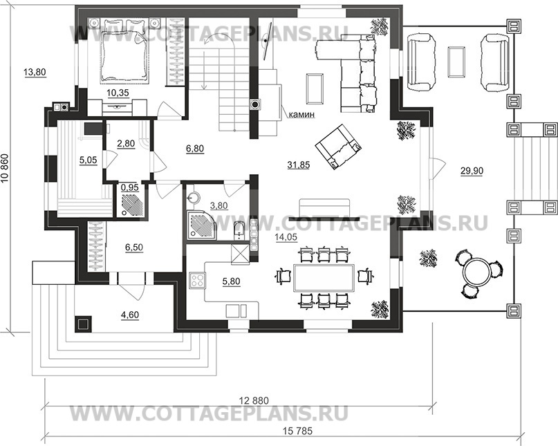 Поэтажные планы проект дома 101-42 общ. площадь 266,85 м2