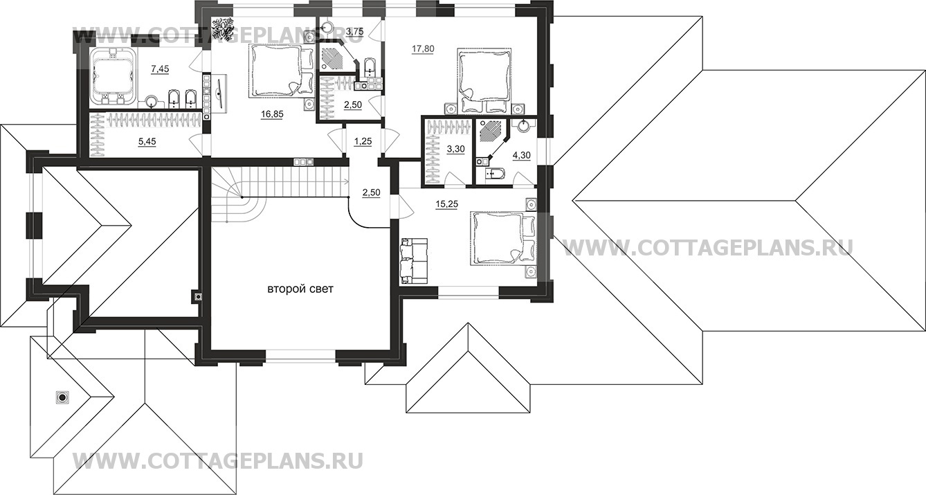 Поэтажные планы проект дома 103-45 общ. площадь 412,25 м2