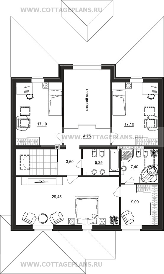 Поэтажные планы проект дома 101-02 общ. площадь 297,00 м2