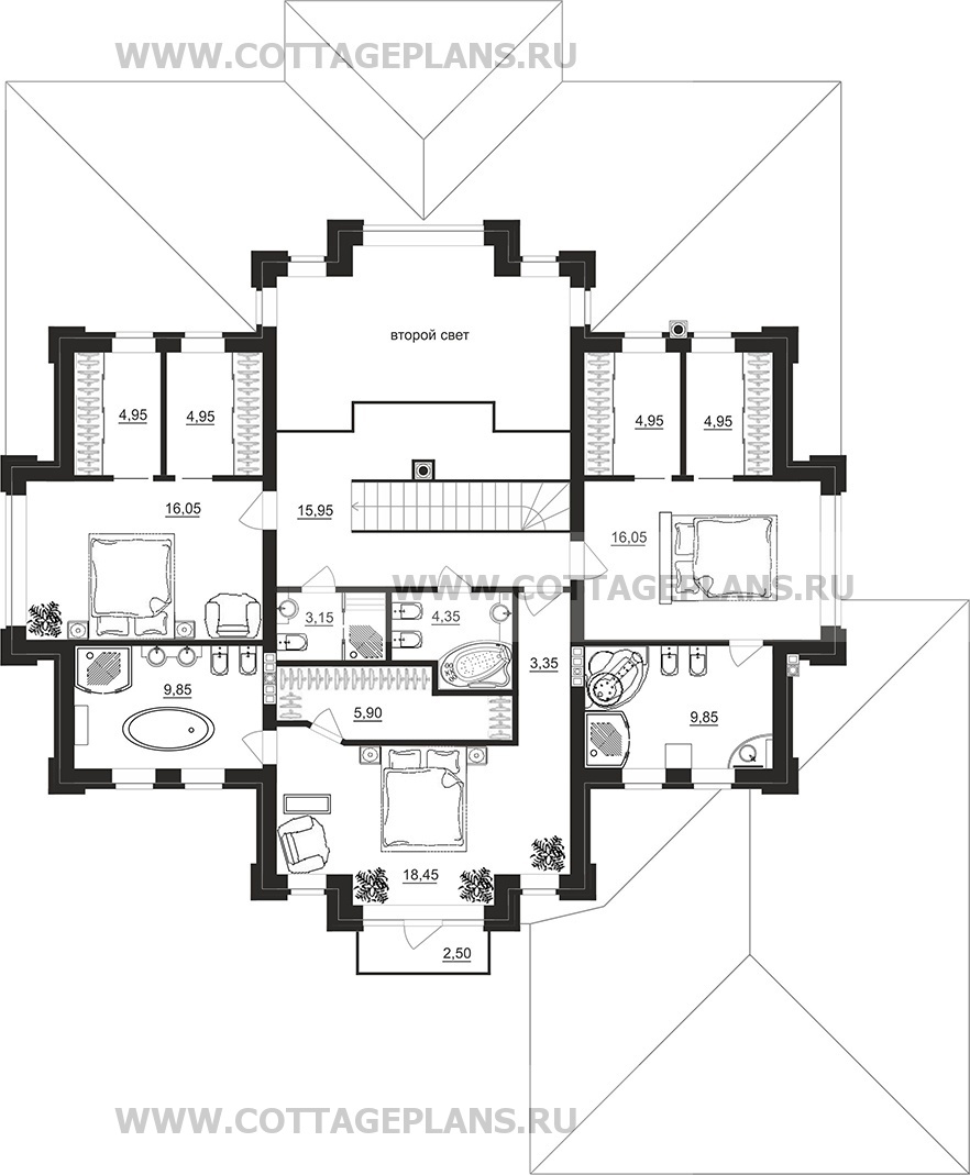 Поэтажные планы проект дома 200-24 общ. площадь 310,00 м2