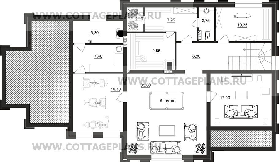 Поэтажные планы проект дома 103-54 общ. площадь 373,15 м2