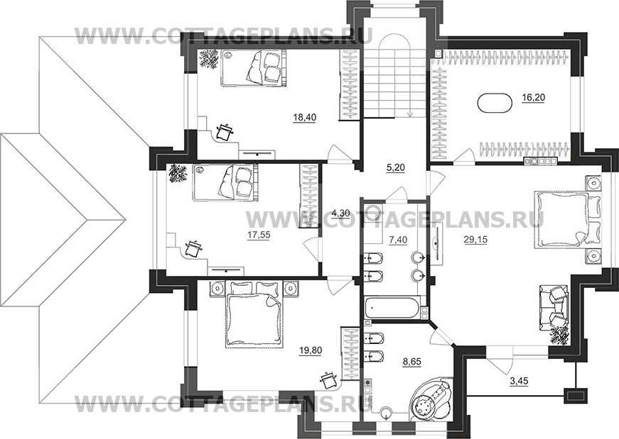 Поэтажные планы проект дома 100-80 общ. площадь 257,90 м2