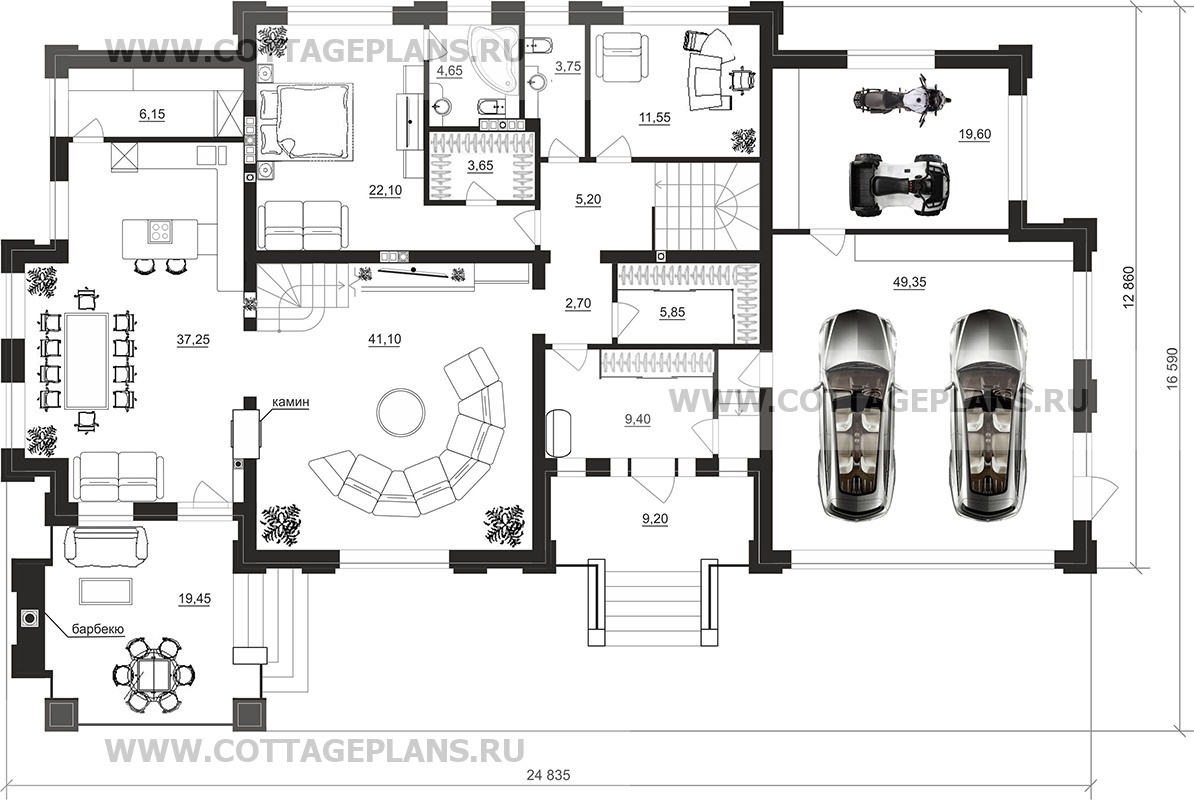Поэтажные планы проект дома 103-40 общ. площадь 477,1 м2