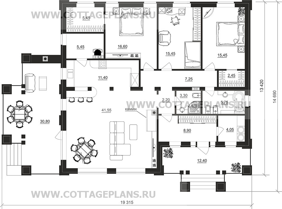 Поэтажные планы проект дома 900-13 общ. площадь 144,45 м2