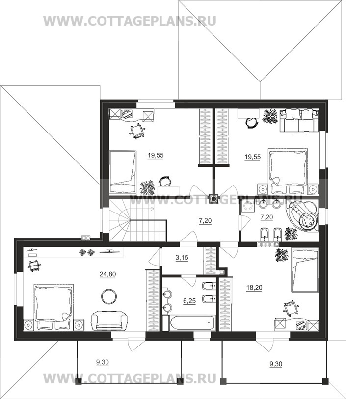 Поэтажные планы проект дома 95-00 общ. площадь 246,35 м2