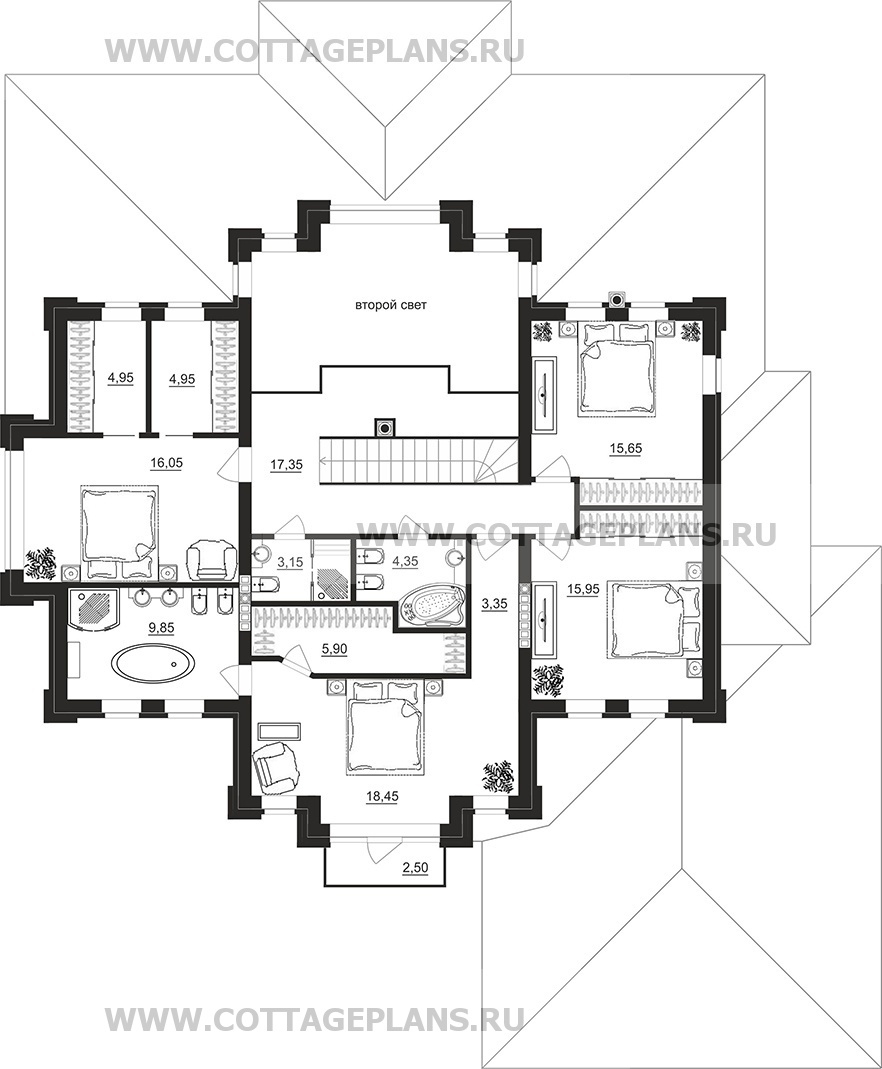 Поэтажные планы проект дома 101-27 общ. площадь 433,05 м2